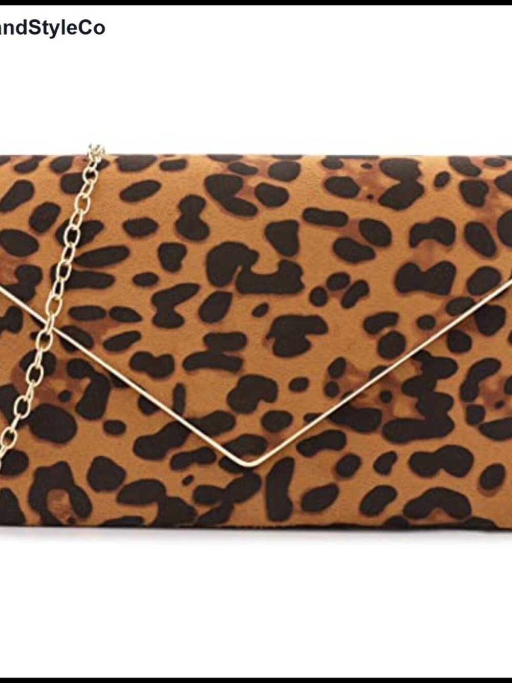 Faux Suede Clutch Evening Bag with Gold Chain Crossbody